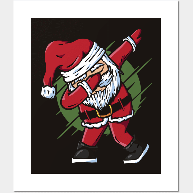 Funny Dabbing Santa Claus Cartoon Wall Art by SLAG_Creative